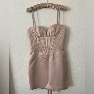 House of CB - Cordelia Beige Corset Mini Dress with Crystal Straps